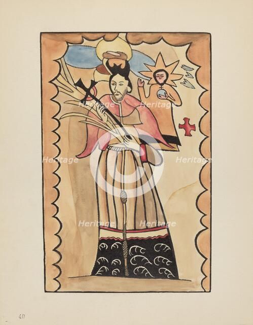 Plate 40: St. John Nepomuk: From Portfolio "Spanish Colonial Designs of New Mexico", 1935/1942. Creator: Unknown.