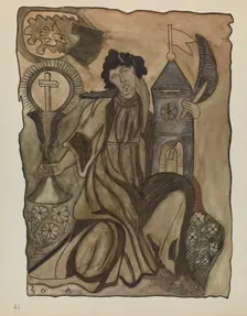 Plate 41: Saint Barbara: From Portfolio "Spanish Colonial Designs of New Mexico", 1935/1942. Creator: Unknown