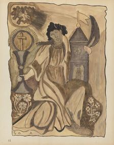 Plate 41: Saint Barbara: From Portfolio "Spanish Colonial Designs of New Mexico", 1935/1942. Creator: Unknown