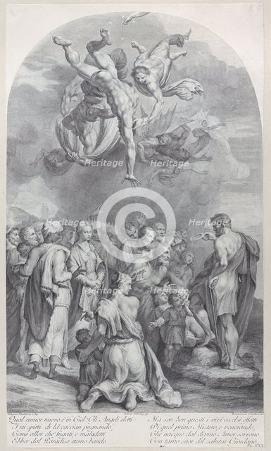 Plate 41: Saint John the Baptist preaching to a large crowd and baptizing children, 1756. Creators: Bartolomeo Crivellari, Gabriel Söderling.