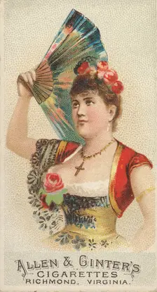 Plate 42, from the Fans of the Period series (N7) for Allen & Ginter Cigarettes Brands, 1889. Creator: Allen & Ginter