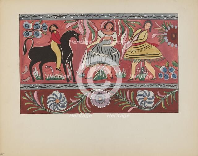 Plate 42: Painted Chest Design: From Portfolio "Spanish Colonial Designs of New Mexico", 1935/1942. Creator: Unknown.