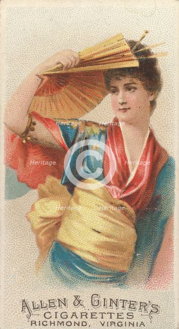 Plate 43, from the Fans of the Period series (N7) for Allen & Ginter Cigarettes Brands, 1889. Creator: Allen & Ginter.