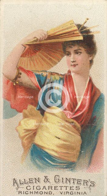 Plate 43, from the Fans of the Period series (N7) for Allen & Ginter Cigarettes Brands, 1889. Creator: Allen & Ginter.