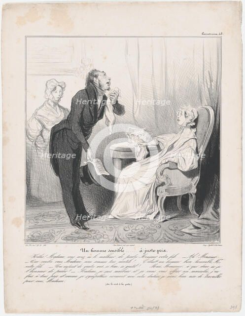 Plate 43: Un homme sensible...à juste prix, 1838.  Creator: Honore Daumier.