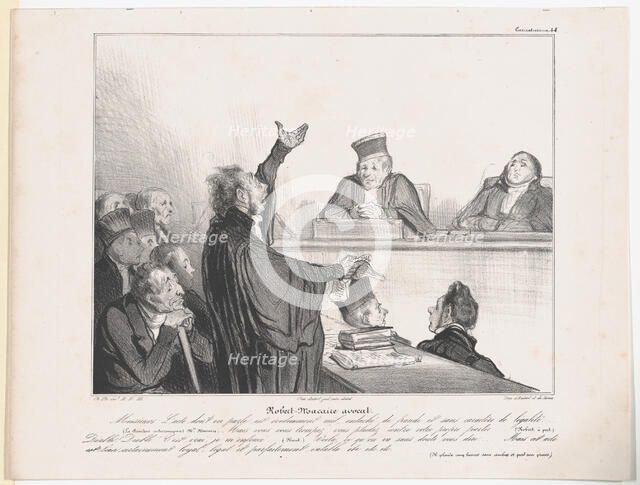 Plate 44: Robert Macaire avocat, 1838.  Creator: Honore Daumier.