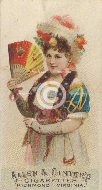 Plate 46, from the Fans of the Period series (N7) for Allen & Ginter Cigarettes Brands, 1889. Creator: Allen & Ginter.