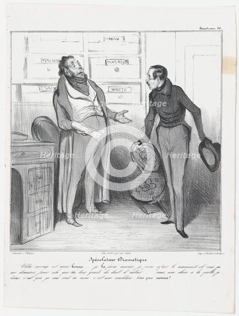 Plate 46: Spéculateur Dramatique, 1838.  Creator: Honore Daumier.