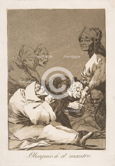 Plate 47 from 'Los Caprichos':A gift for the master (Obsequio á el maestro), 1799. Creator: Francisco Goya.