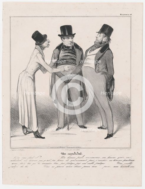 Plate 48: Un candidat, 1838.  Creator: Honore Daumier.