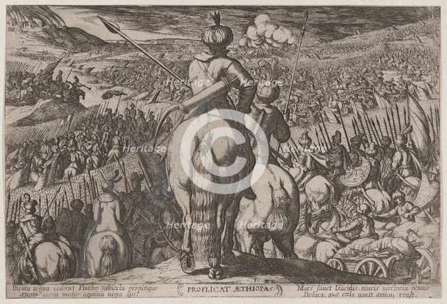 Plate 5: The Defeat of the Ethiopians, from 'The Battles of the Old Testament..., ca. 1590-ca. 1610. Creator: Antonio Tempesta.