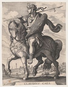 Plate 5: Emperor Claudius on Horseback, from The First Twelve Roman Caesars after Tem..., 1610-50. Creator: Matthaus Merian