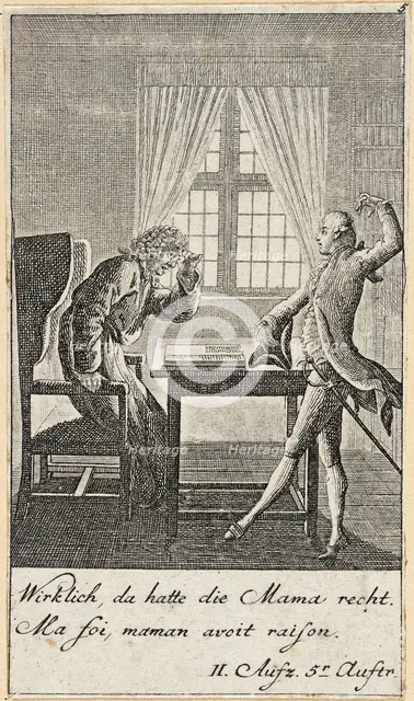 Plate 5 for C. L. Bretzner's 'The Marriage Broker', 1784. Creator: Daniel Nikolaus Chodowiecki.