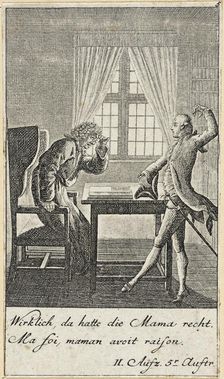 Plate 5 for C. L. Bretzner's The Marriage Broker 1784. Creator: Daniel Nikolaus Chodowiecki