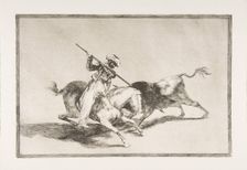 Plate 5 from The Tauromaquia': The spirited Moor Gazul is the first to spear bulls accord..., 1816. Creator: Francisco Goya
