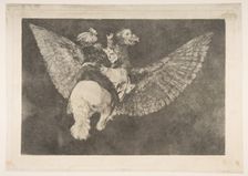 Plate 5 from the Disparates': Flying Folly, ca. 1816-23 (private printing ca.1854). Creator: Francisco Goya