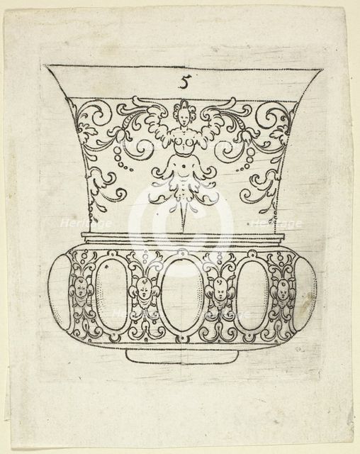 Plate 5, from XX Stuck zum (ornamental designs for goblets and beakers), 1601. Creator: Master AP.
