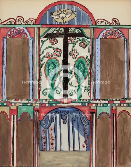 Plate 5: Main Altarpiece, Santa Cruz: From Portfolio "Spanish Colonial Designs of New Mexico", 1935/ Creator: Unknown.