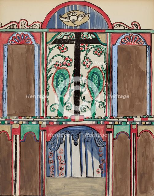 Plate 5: Main Altarpiece, Santa Cruz: From Portfolio "Spanish Colonial Designs of New Mexico", 1935/ Creator: Unknown.