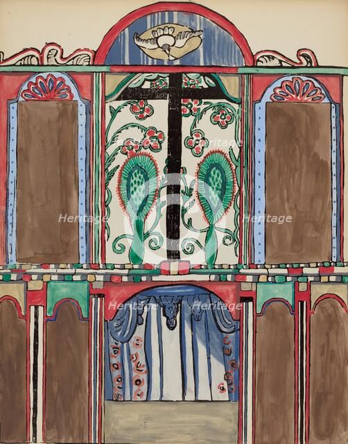 Plate 5: Main Altarpiece, Santa Cruz: From Portfolio "Spanish Colonial Designs of New Mexico", 1935/ Creator: Unknown.