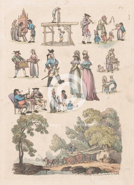Plate 5, Outlines of Figures, Landscapes and Cattle...for the Use of Learners, Ju..., June 18, 1790. Creator: Thomas Rowlandson.