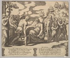 Plate 5: Psyche carried on a litter to a mountain, from The Fable of Psyche 1530-60. Creator: Master of the Die