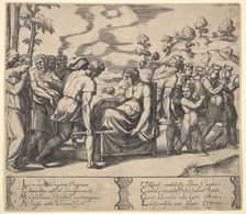 Plate 5: Psyche carried on a litter, from the Fable of Cupid and Psyche 1530-60. Creator: Master of the Die