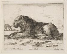 Plate 5: reclining lion, from Various animals (Diversi animali), 1641. Creator: Stefano della Bella