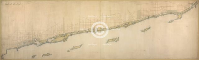 Plate 50 B from Plan of Chicago 1909: Lake Shore from Chicago Avenue on the south to Wilmette... Creator: Daniel Burnham.