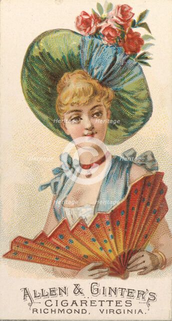 Plate 50, from the Fans of the Period series (N7) for Allen & Ginter Cigarettes Brands, 1889. Creator: Allen & Ginter.