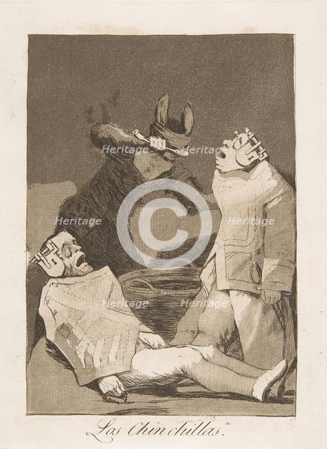 Plate 50 from 'Los Caprichos': The Chinchillas (Los Chinchillas.), 1799. Creator: Francisco Goya.