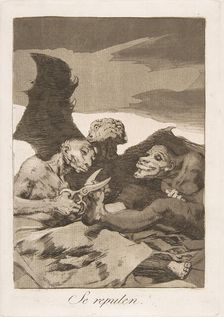 Plate 51 from Los Caprichos': They spruce themselves up (Se repulen.), 1799. Creator: Francisco Goya