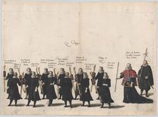 Plate 54: The pages marching in the funeral procession of Archduke Albert of Austria; from..., 1623. Creator: Cornelis Galle I