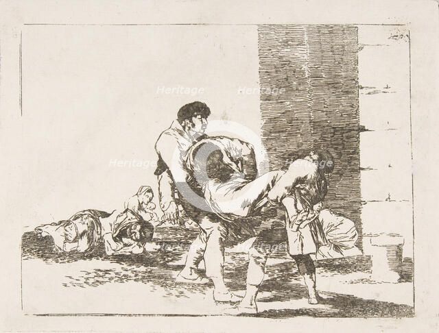 Plate 56 from 'The Disasters of War' (Los Desastres de la Guerra): 'To the cemetery.'(A..., 1810-14. Creator: Francisco Goya.