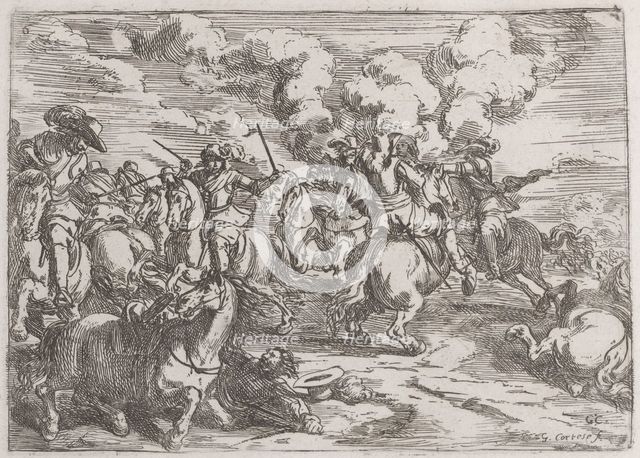 Plate 6: the combat, 1635-60. Creator: Jacques Courtois.
