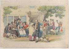 Plate 6: The Ale-House Door, from "World in Miniature", 1816., 1816. Creator: Thomas Rowlandson
