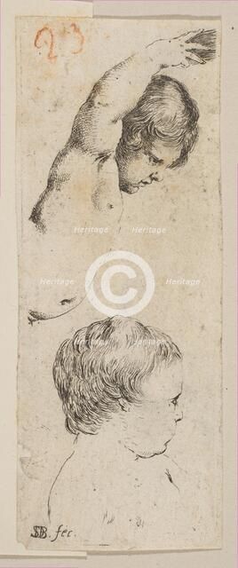 Plate 6: two studies of children, from 'Collection of various doodles and etching proo..., ca. 1646. Creator: Stefano della Bella.