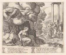 Plate 6: Zephyr carrying Psyche to an enchanted palace, from the Story of Cupid and Psy..., 1530-60. Creator: Master of the Die