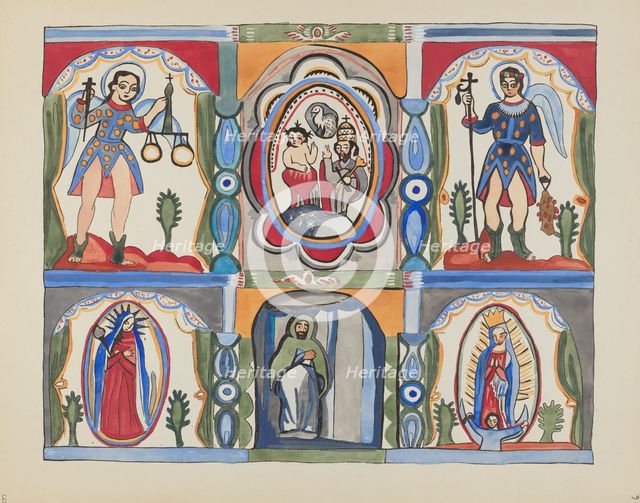 Plate 6: Chapel Altarpiece, Santa Cruz: From Portfolio "Spanish Colonial...", 1935/1942. Creator: Unknown.
