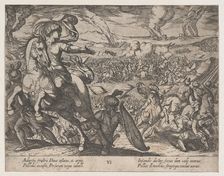 Plate 6: Darius Fleeing from the Battlefield, from The Deeds of Alexander the Great, 1608. Creator: Antonio Tempesta