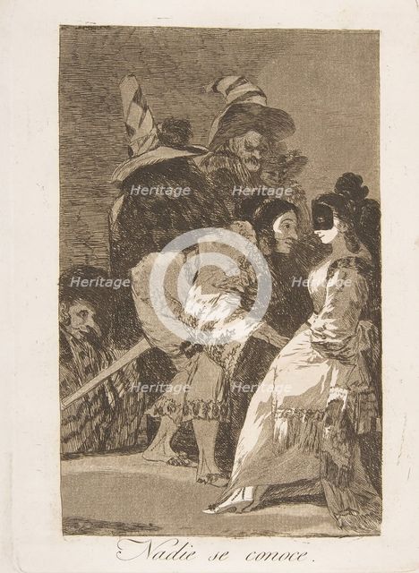 Plate 6 from 'Los Caprichos': Nobody knows himself (Nadie se conoce.), 1799. Creator: Francisco Goya.