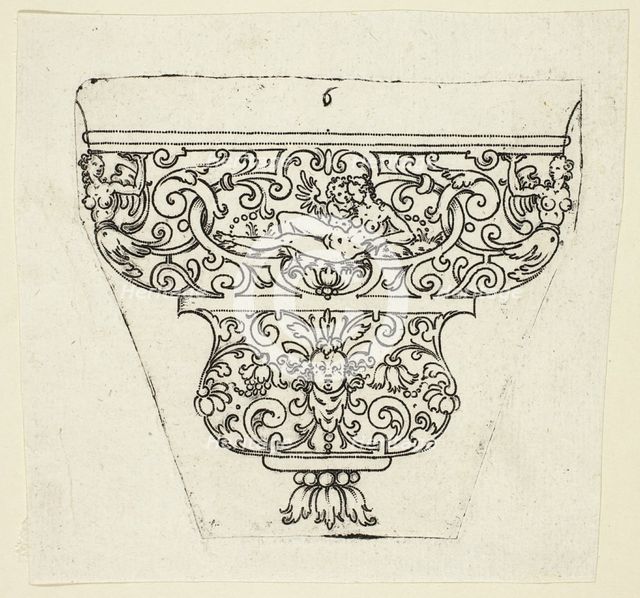 Plate 6, from twenty ornamental designs for goblets and beakers, 1604. Creator: Master AP.