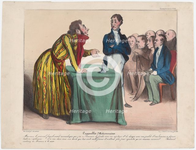 Plate 6: L'Assemblée d'Actionnaires, 1838. Creator: Honore Daumier.