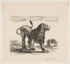 Plate 6: lion, from Various animals (Diversi animali), ca. 1641. Creator: Stefano della Bella