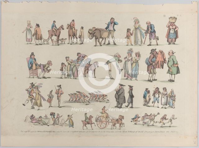 Plate 6, Outlines of Figures, Landscapes and Cattle...for the Use of Learners, Ju..., June 20, 1790. Creator: Thomas Rowlandson.