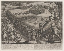 Plate 6: Romans Defeated Near the Rhine, from The War of the Romans Against the Batavians ..., 1611. Creator: Antonio Tempesta