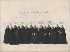 Plate 63: The magistrates of the city of Brussels marching in the funeral procession of Ar..., 1623. Creator: Cornelis Galle I