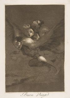 Plate 64 from Los Caprichos': Bon voyage (Buen Viage.), 1799. Creator: Francisco Goya