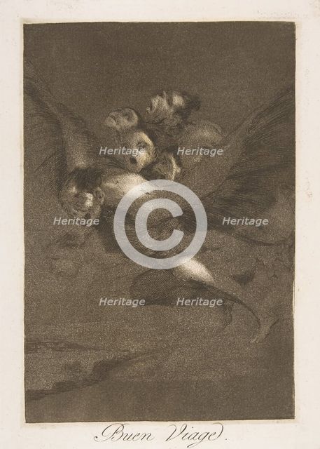 Plate 64 from 'Los Caprichos': Bon voyage (Buen Viage.), 1799. Creator: Francisco Goya.