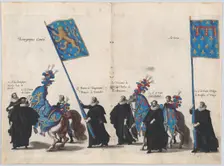 Plate 64: The magistrates of the city of Brussels marching in the funeral procession of Ar..., 1623. Creator: Cornelis Galle I